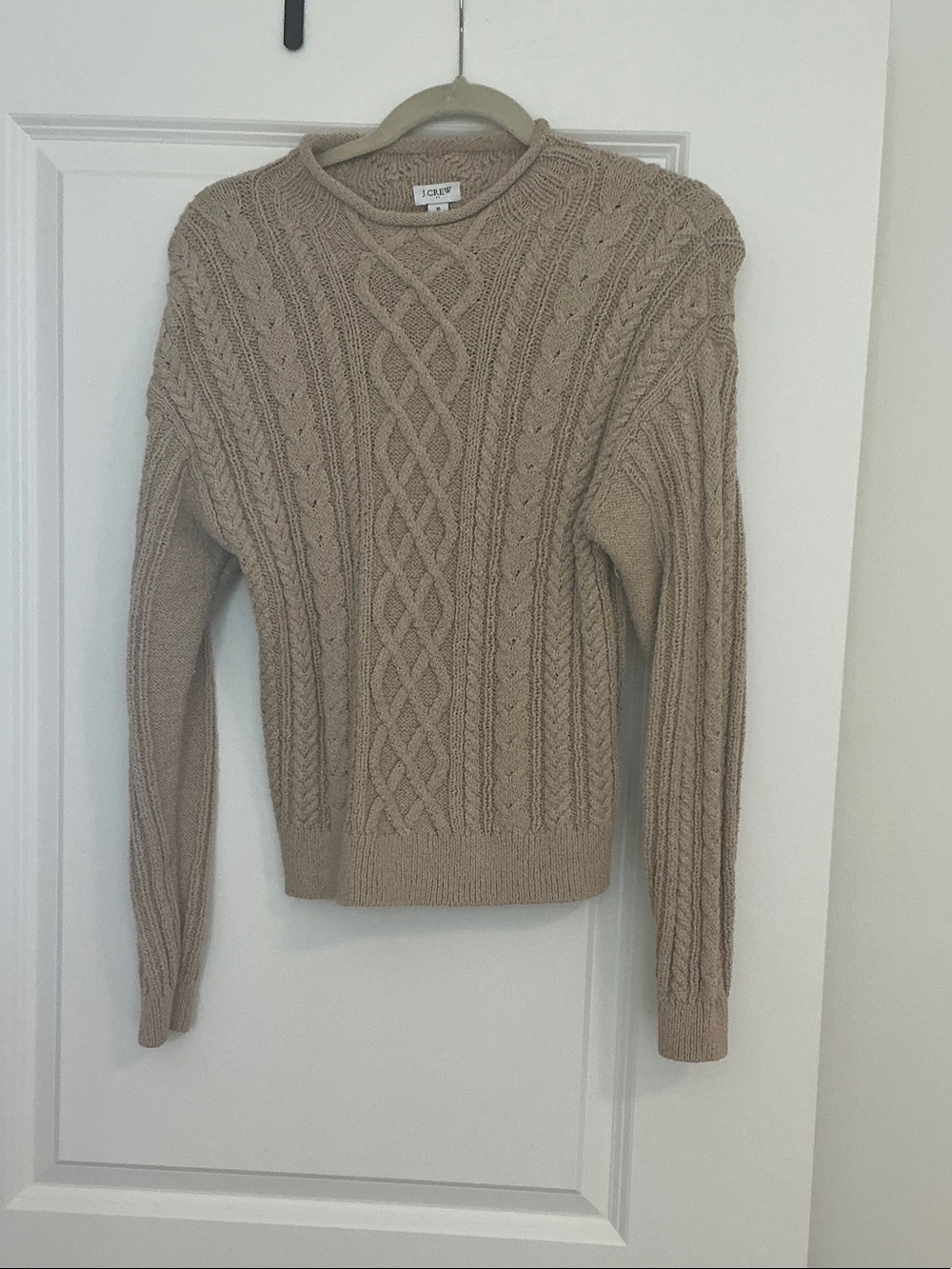 J. Crew Tan Cable Knit Crewneck Sweater